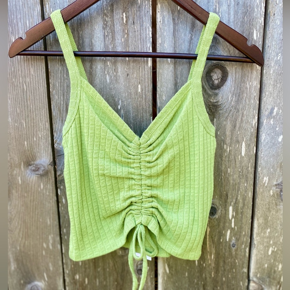 Ghanda Green Ribbed Ruched Camisole